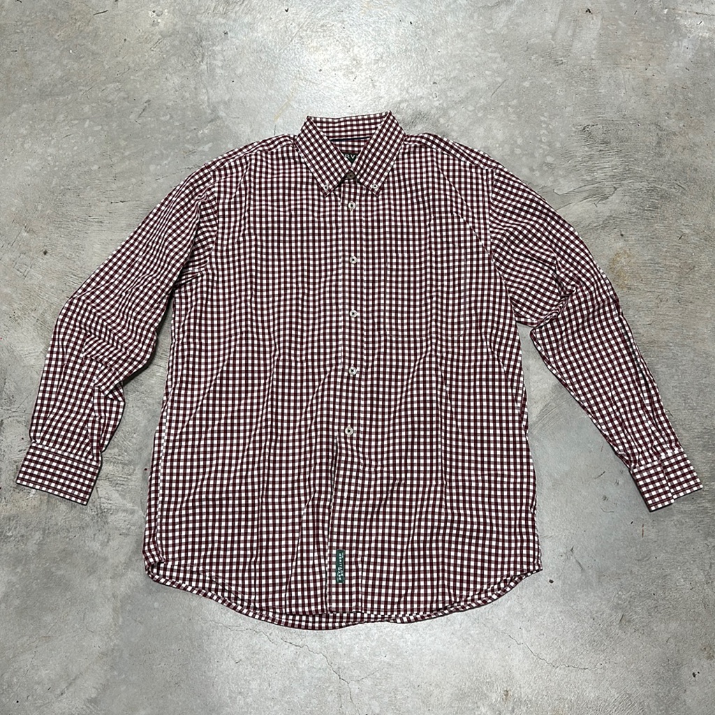 Or Is Brand Maroon N White Checkered Button Up Shirt Size L Y57 Or Is Brand Maroon N White Checkered Button Up Shirt Size L Y57